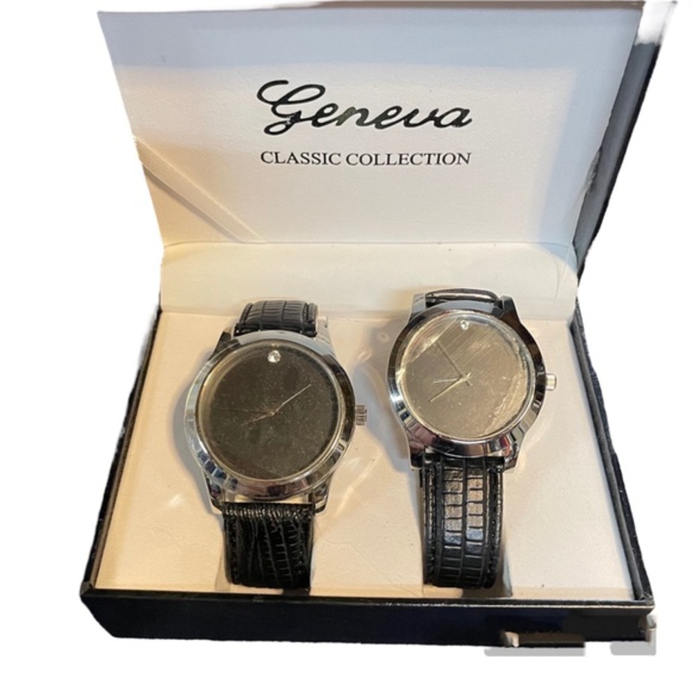 Geneva His & Her watches in Box set Stainless steel Quartz Movement New couples